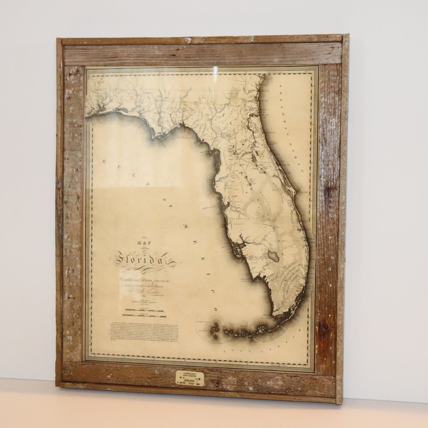 Florida Map 1823 in Lobster Trap Frame