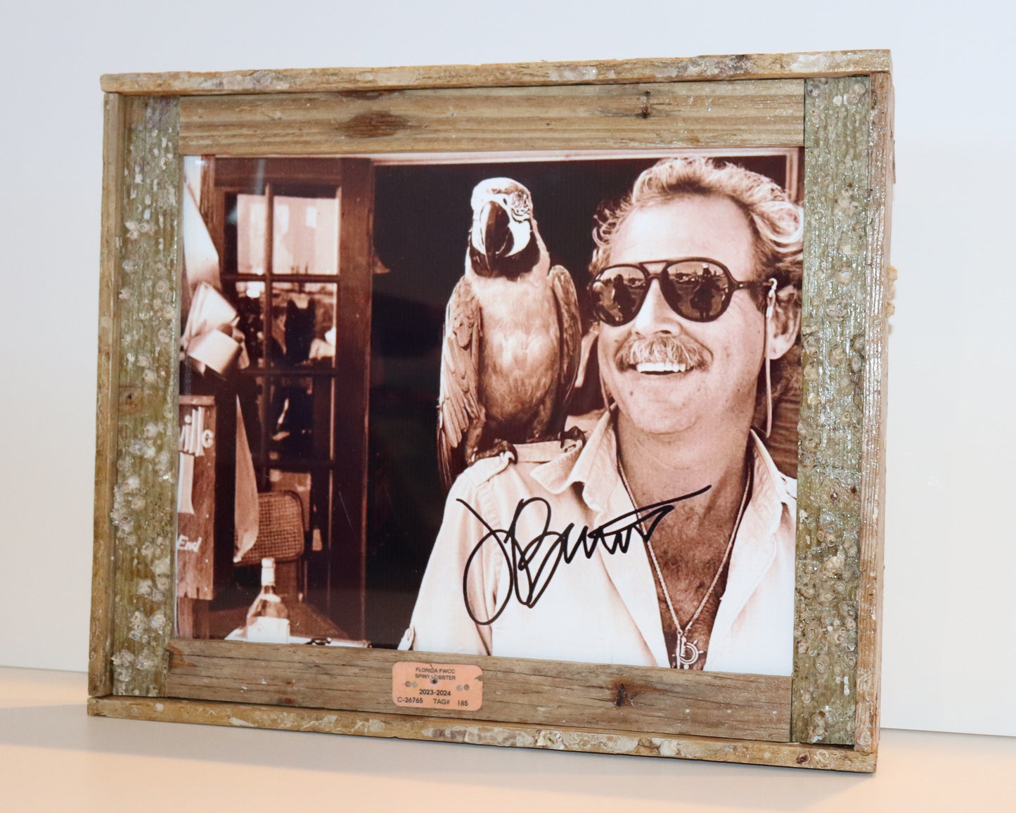 Jimmy Buffet Signed Print in Lobster Trap Frame