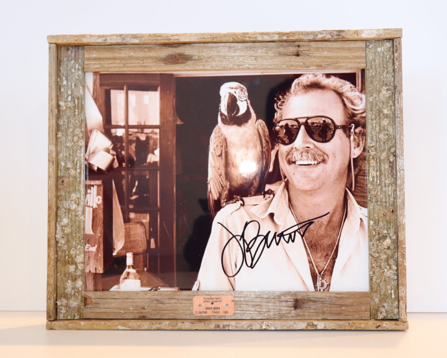 Jimmy Buffet Signed Print in Lobster Trap Frame