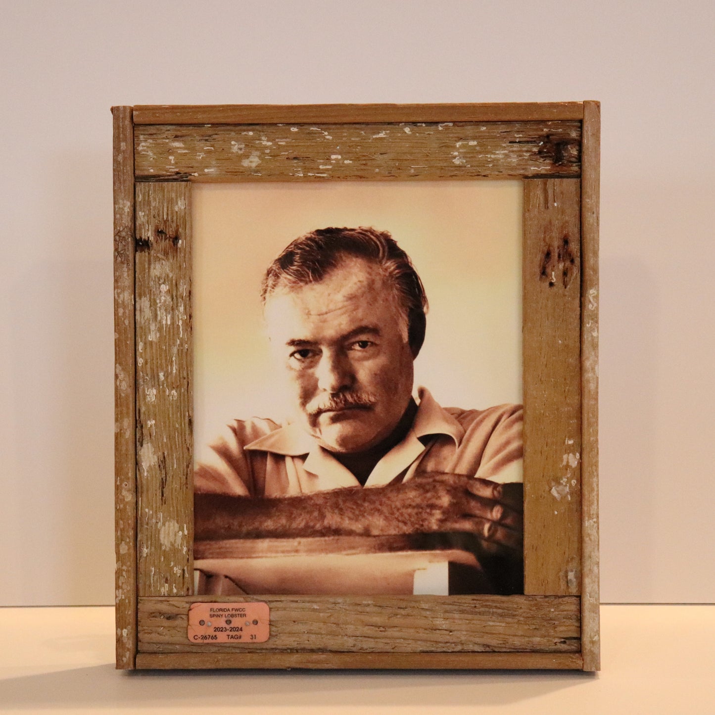 Hemingway Portrait in Lobster Trap Frame