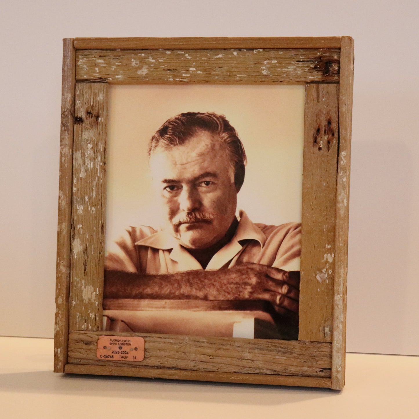 Hemingway Portrait in Lobster Trap Frame