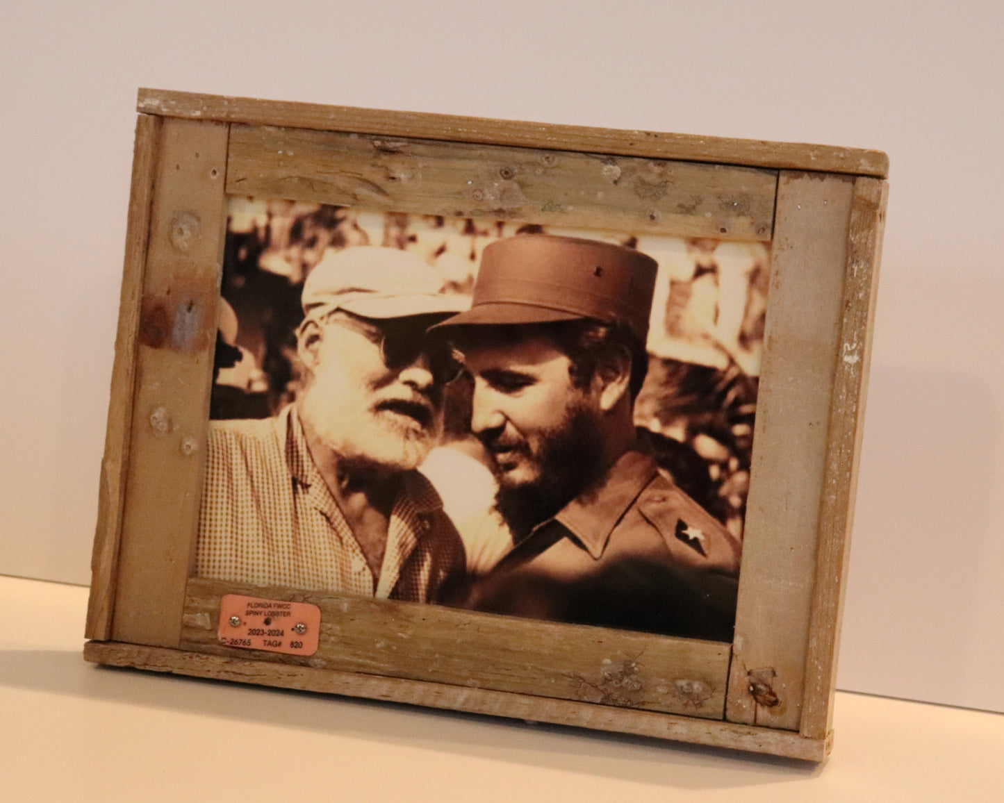 Hemingway and Castro Horizontal Photo 1960 in Lobster Trap Frame