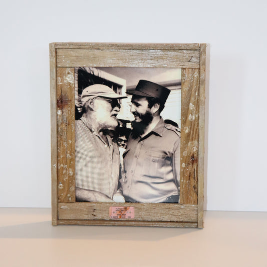 Hemingway and Castro around 1960 Vertical Photo in Lobster Trap Frame