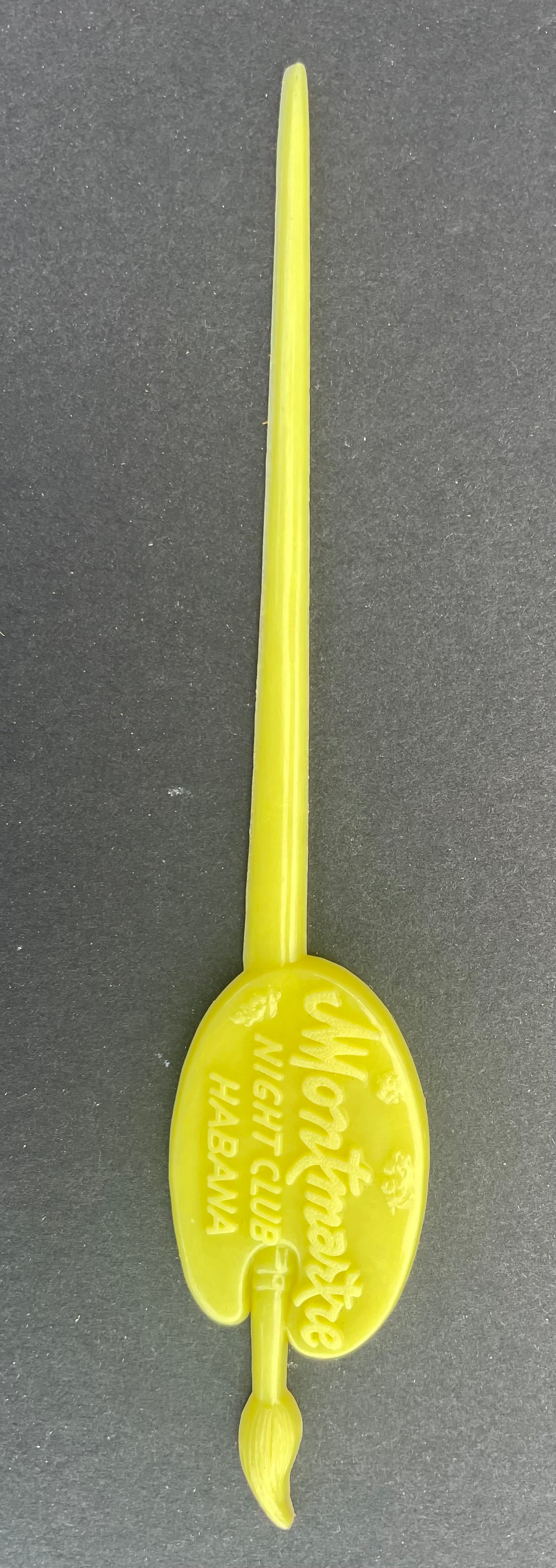 SWIZZLE STICK-CLUB MONTMARTRE NIGHTCLUB-CASINO HABANA CUBA (YELLOW)